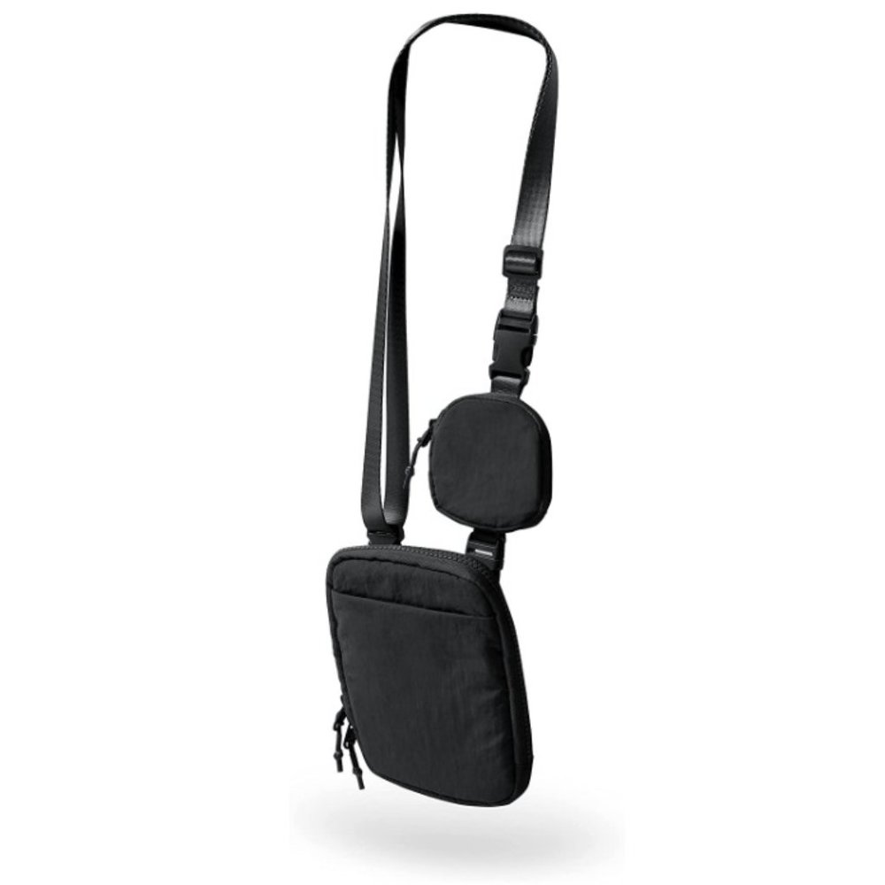 Unisex Crossbody Bag w/ Removable Small Pouch Adjustable Belt Bag for Ce…
